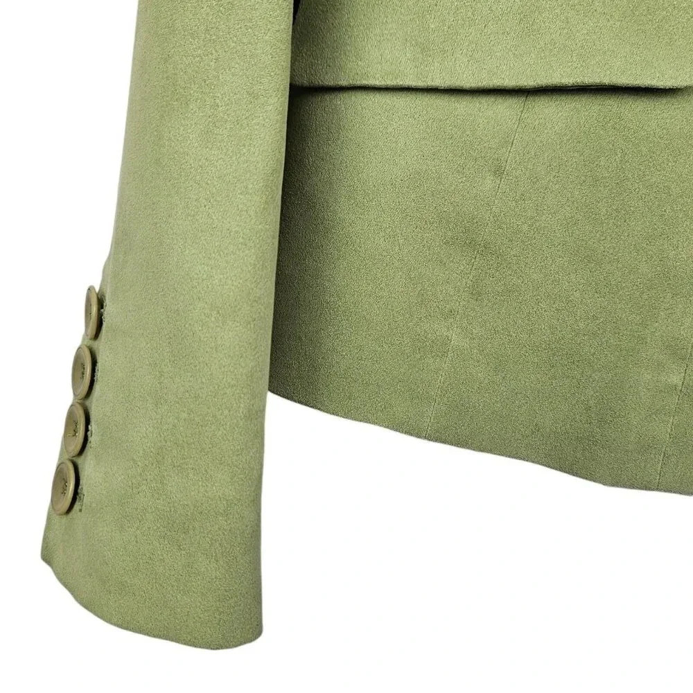 Talbots‎ Lime Green 3 Button Blazer Jacket Polyester Microfiber Lined Size 8 - Picture 10 of 11